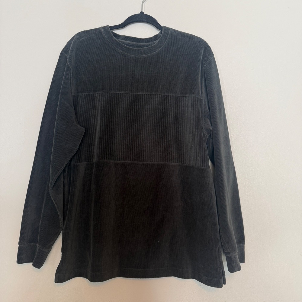 Firethorn Silver Men's Velour Long Sleeve Crewneck Shirt‎ Size L Charcoal Gray